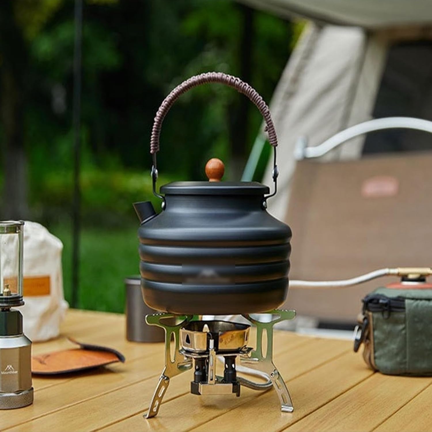 Outdoor Kettle 1.4L Camping Kettle Tea Pot Outdoor Hiking, Portable Ultra-Light Coffee with Folding Handle, for Stove Top, Picnic and Traveling