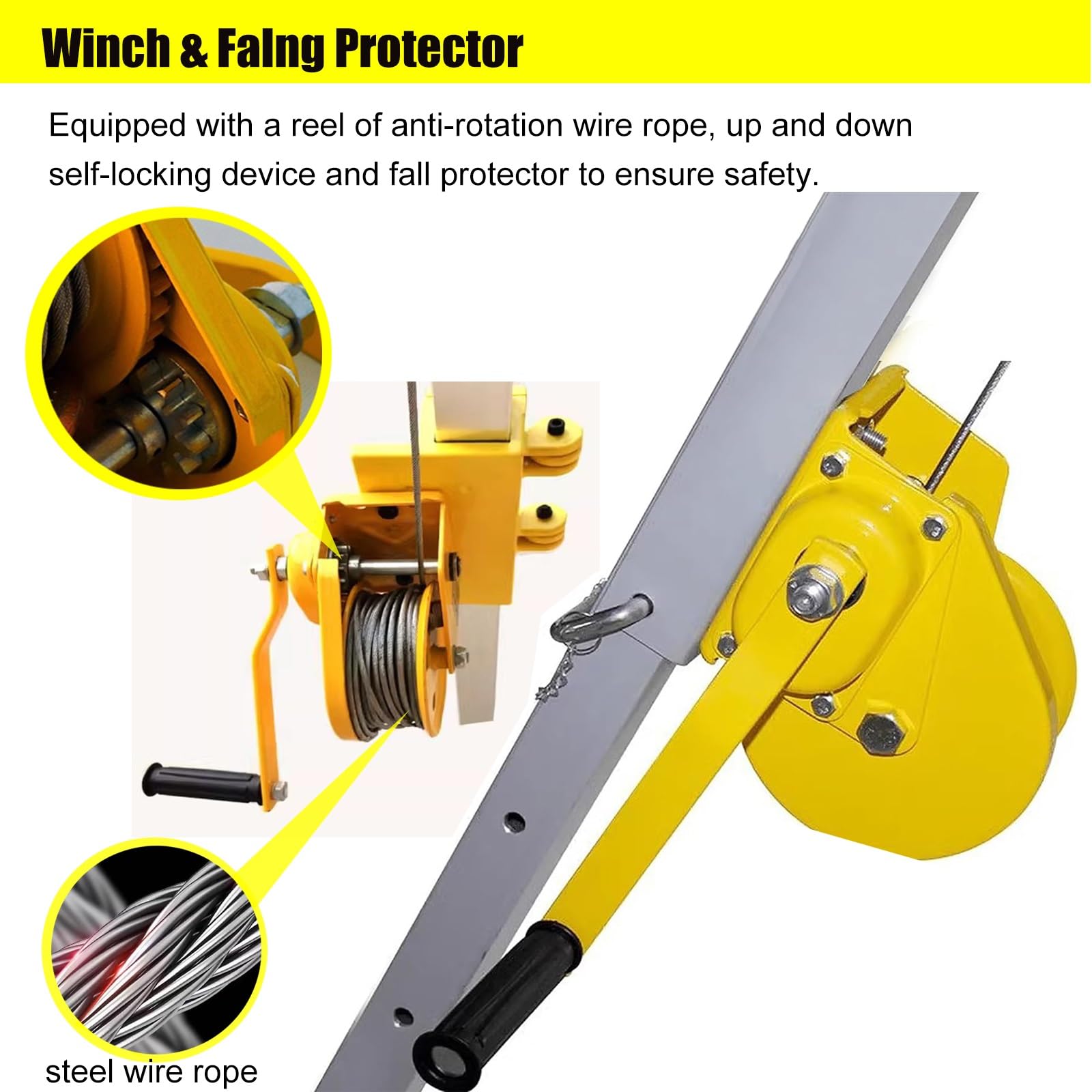 Support de treuil, Kit trépied en Aluminium, treuil de Levage for, sécurité avec Dispositif Verrouillage Automatique(2600 LBS Winch)