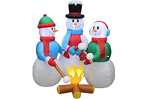 Inflatable Christmas Snowman Family Campfire 5FT Tall - Indoor and Outdoor Holiday Decorations