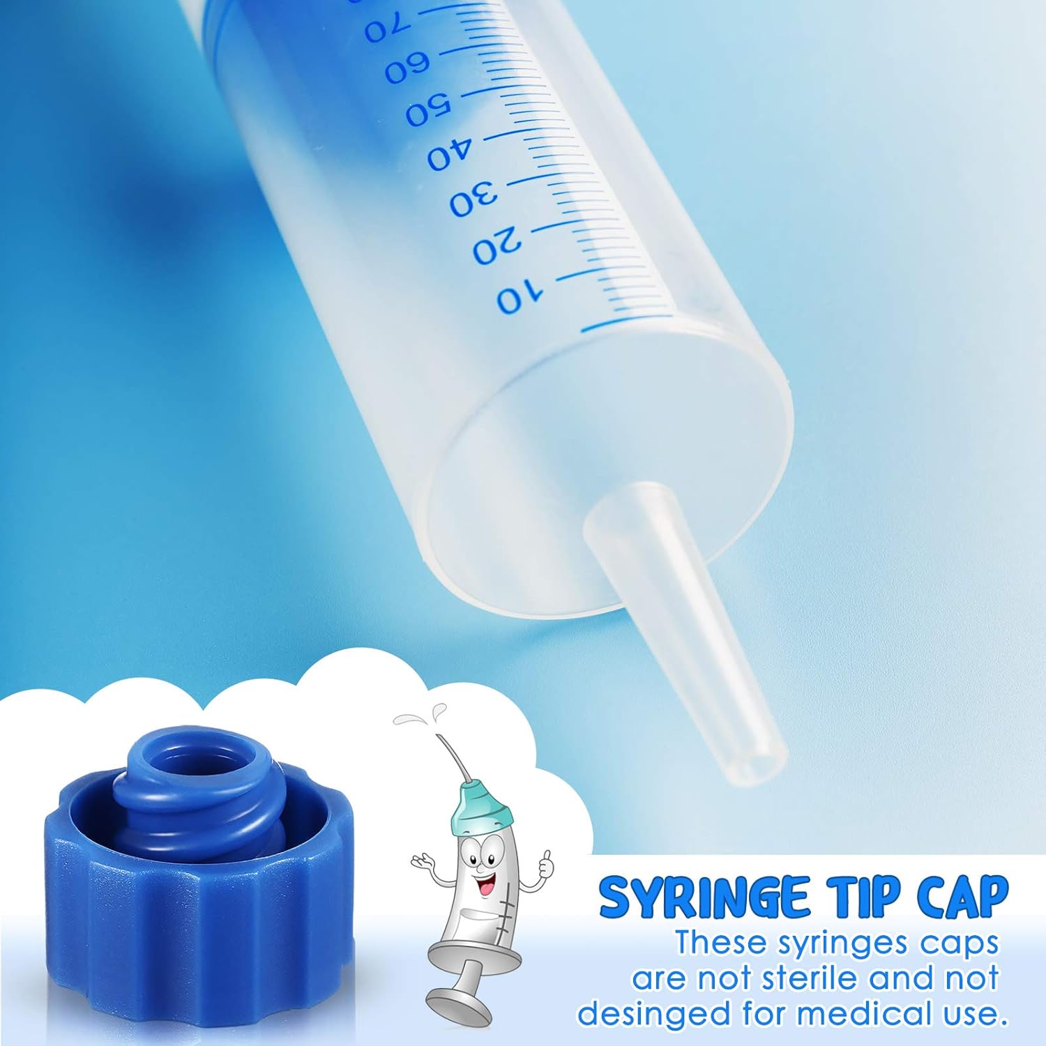 Tenare 300 Pieces Syringe Tip Caps No Needle Luer Connector Cap for Feeding Tubes Lab Supplies, Blue