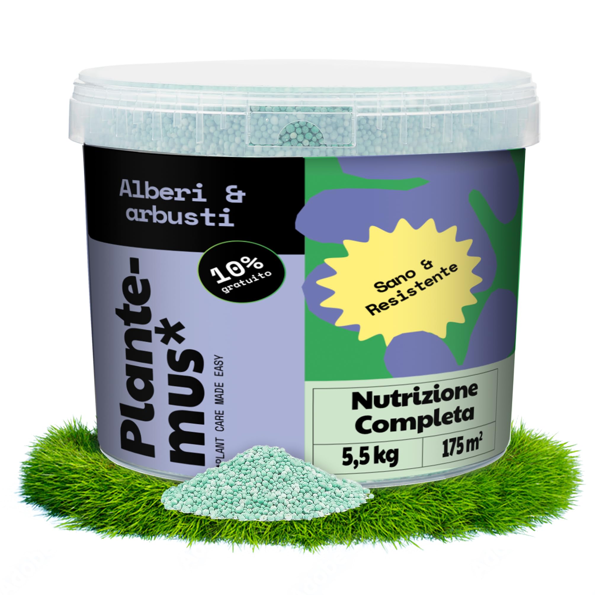PLANTEMUS Concime per Alberi, Arbusti, Siepi e Piante da Esterno, Nutrizione Completa per la Vegetazione Esterna, Concime Granulare, 5.5 KG