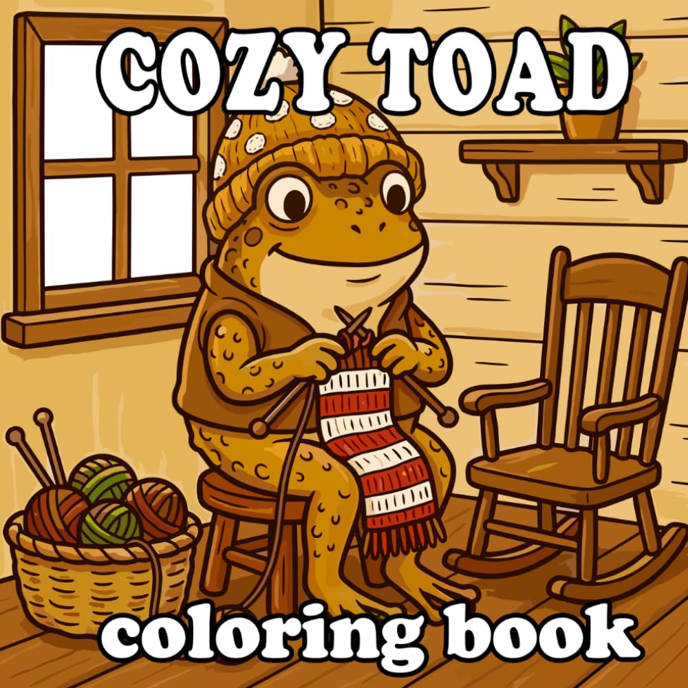Cozy Toad Coloring Book: Cute Anthropomorphic Toad Home Life for Kids and Adults