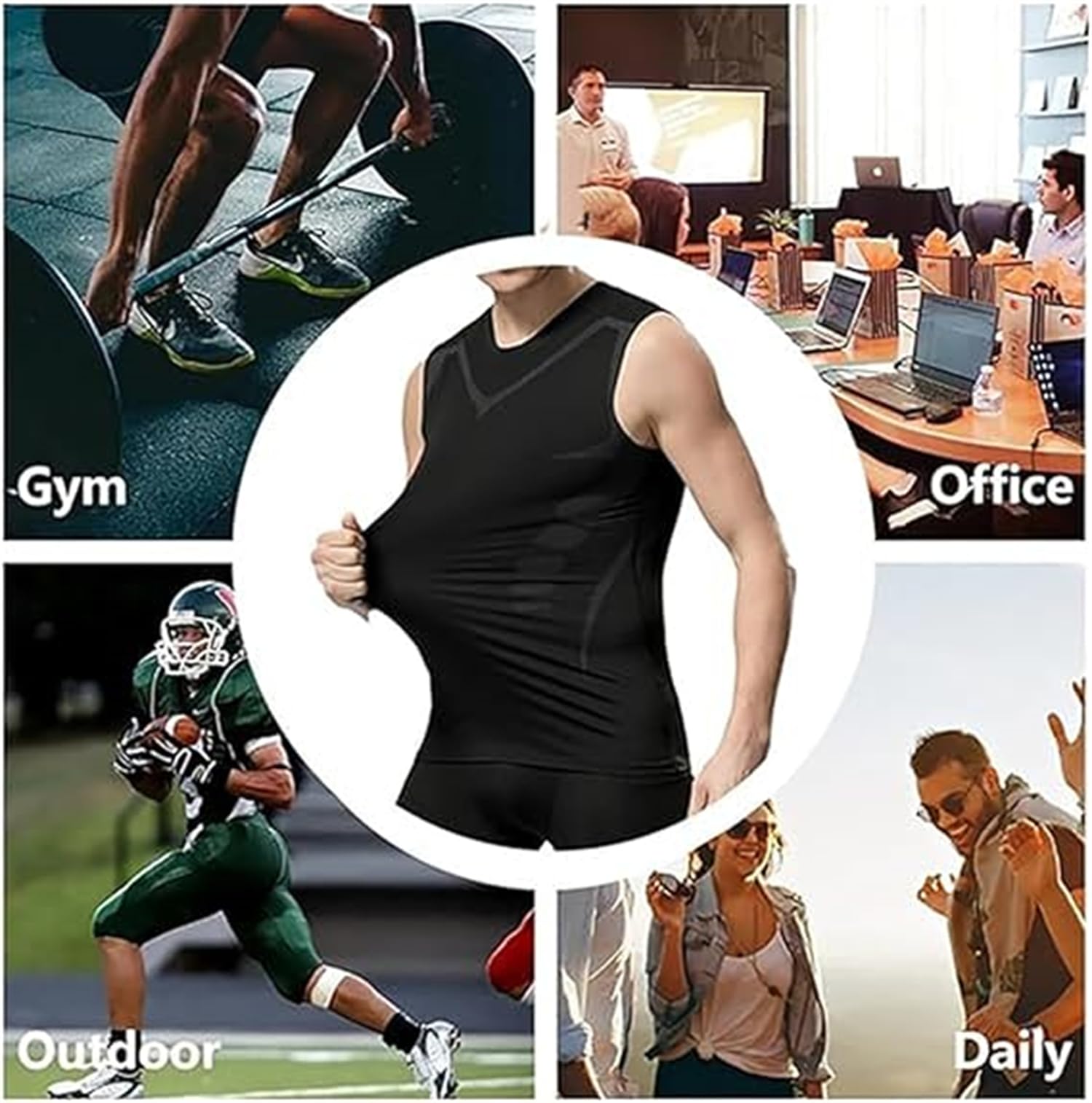 Vitaboost Maillot de compression sans manches pour homme pour construire un corps parfait, gilet de sport sans manches, gilet de compression gainant