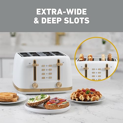 Miniatura 3 de West Bend Timeless - Tostadora de 4 rebanadas con 7 niveles de tostado, ajustes para bagel/gofre/descongelación, palanca de elevación alta,