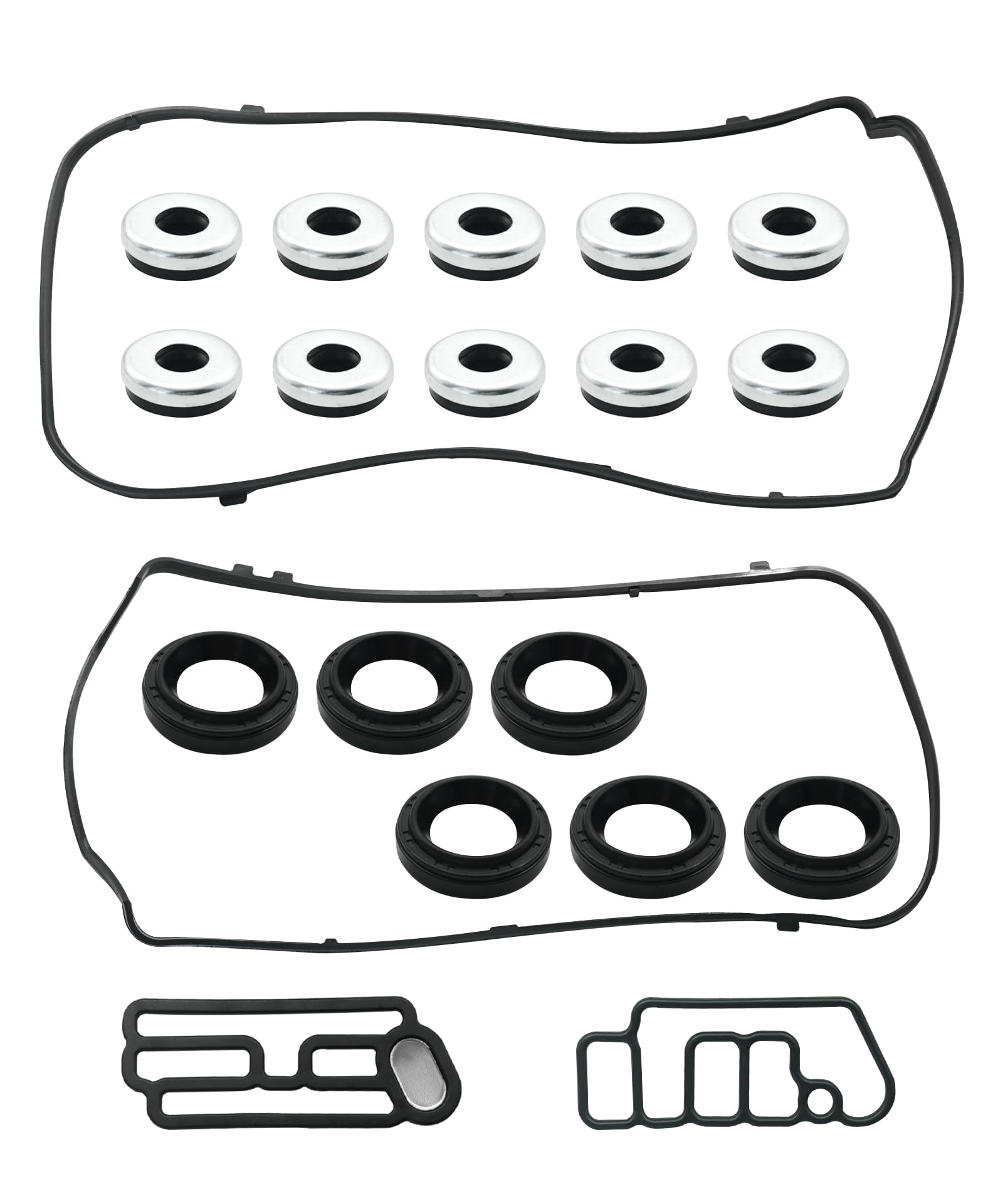 VS50773R VS50558 Valve Cover Gasket Set Fits for 2008-2017 Honda Accord Odyssey Pilot,Acura MDX RDX RL TL TSX ZDX 3.5 3.7 Engine, Replace 12030-RJA-000 12341-R70-A00 12351-R70-A00