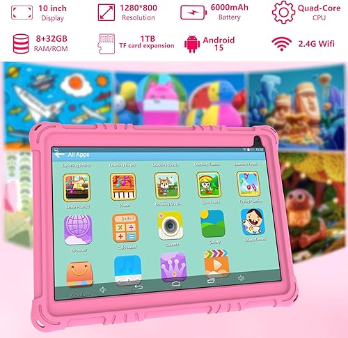 Miniatura 7 de Tablet Android 15 para niños, tabletas de 10 pulgadas para niños, 8 GB RAM 32 GB ROM 1 TB Expand, tableta para niños pequeños con control parental,