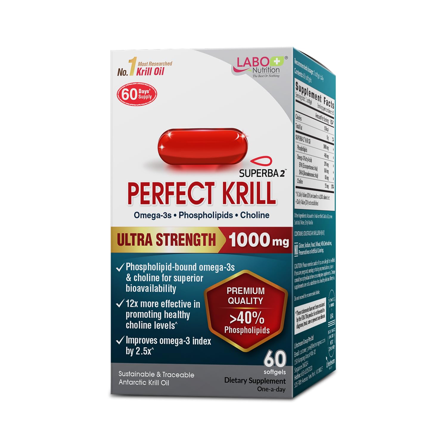 LABO Nutrition Perfect Krill 1000mg Superba 2-60 softgels
