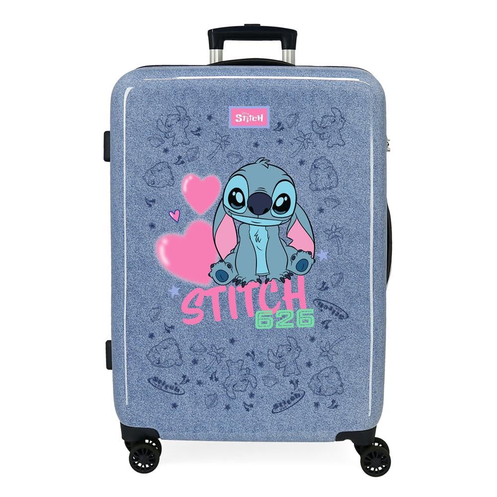 Disney Joumma Stitch Hearts Medium Suitcase Blue 46x65x23 cm Rigid 3 kg Side Combination Lock ABS 3 kg 56L