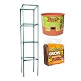 Hydrofarm Tomato Barrel Pot Garden Planting System with 4 Foot Trellis Tower & Grow!T Coco Coir Mix Block for Hydroponics, Indoor, and Outdoor Plants