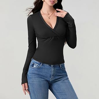 Women's Vintage Longsleeve T-Shirt Y2k Grunge Lace Front Fall Tops Blouse Lightweight Aesthetic Clothes