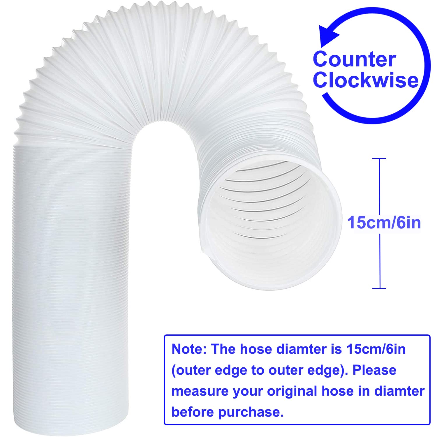 Ninyoon Portable AC Hose, Counterclockwise Air Conditioner Exhaust Vent 15cm Diameter, Length Flexible 0.45 to 2 Meters - Image 3