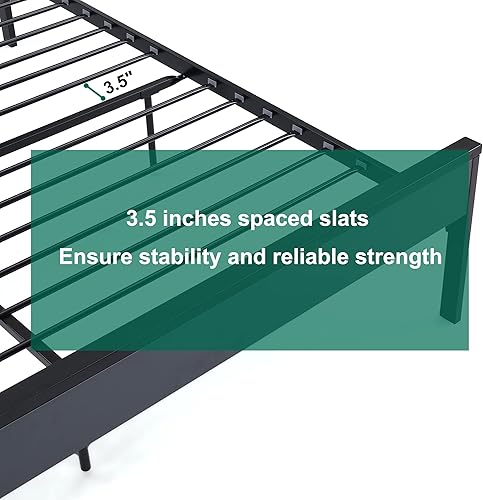 Miniatura 5 de RHIZOME Base de cama King con cabecero base de cama de plataforma metálica con soporte de listones de metal sólido y fácil montaje no necesita somier