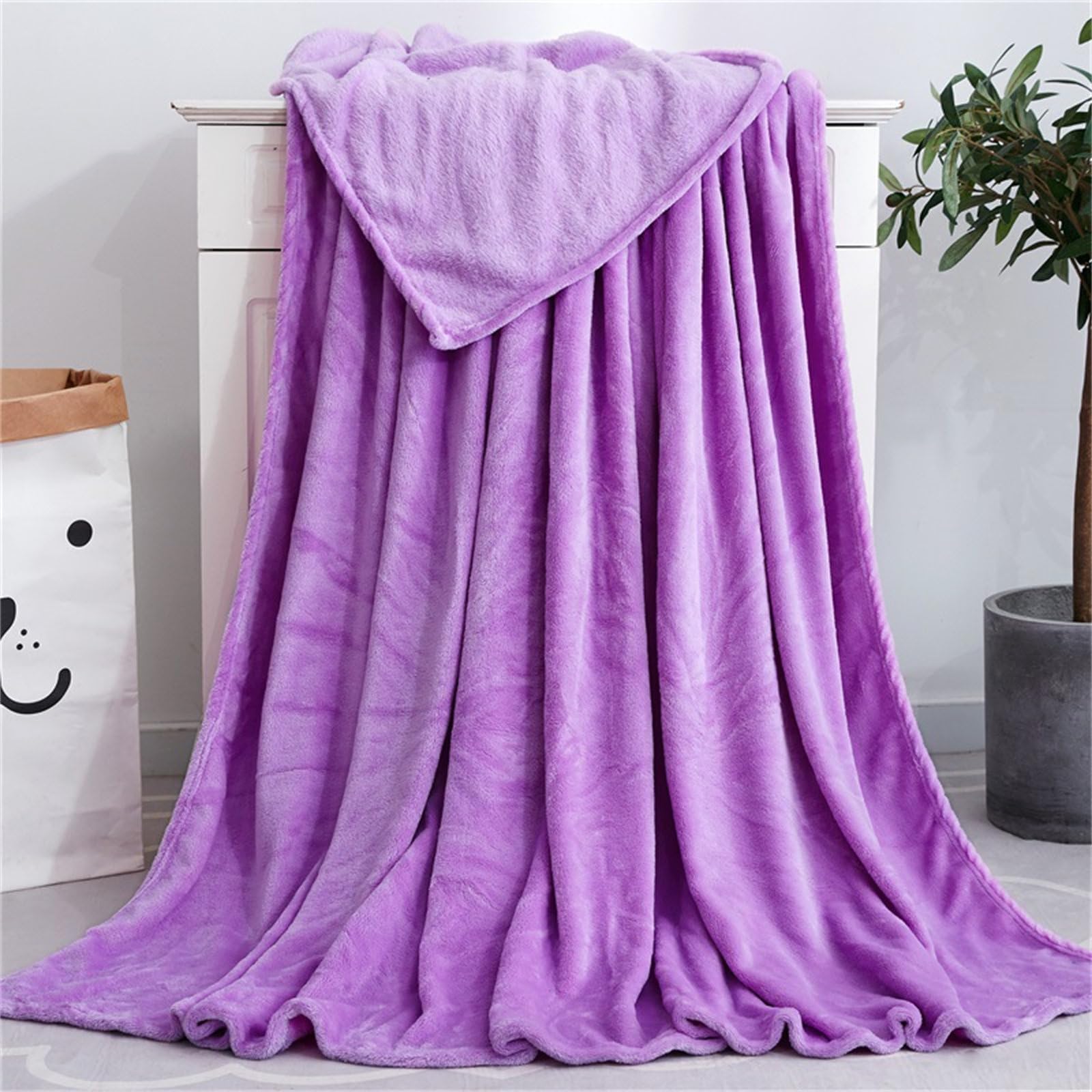 DOTBUY-SHOP Flannel Blanket Soft Throw Blanket, Warm Blankets and Throws, Coral Fleece Throw fit all Season, Versatile Flannel Blankets For Sofas, Bed, Travel (180x200cm,Purple)