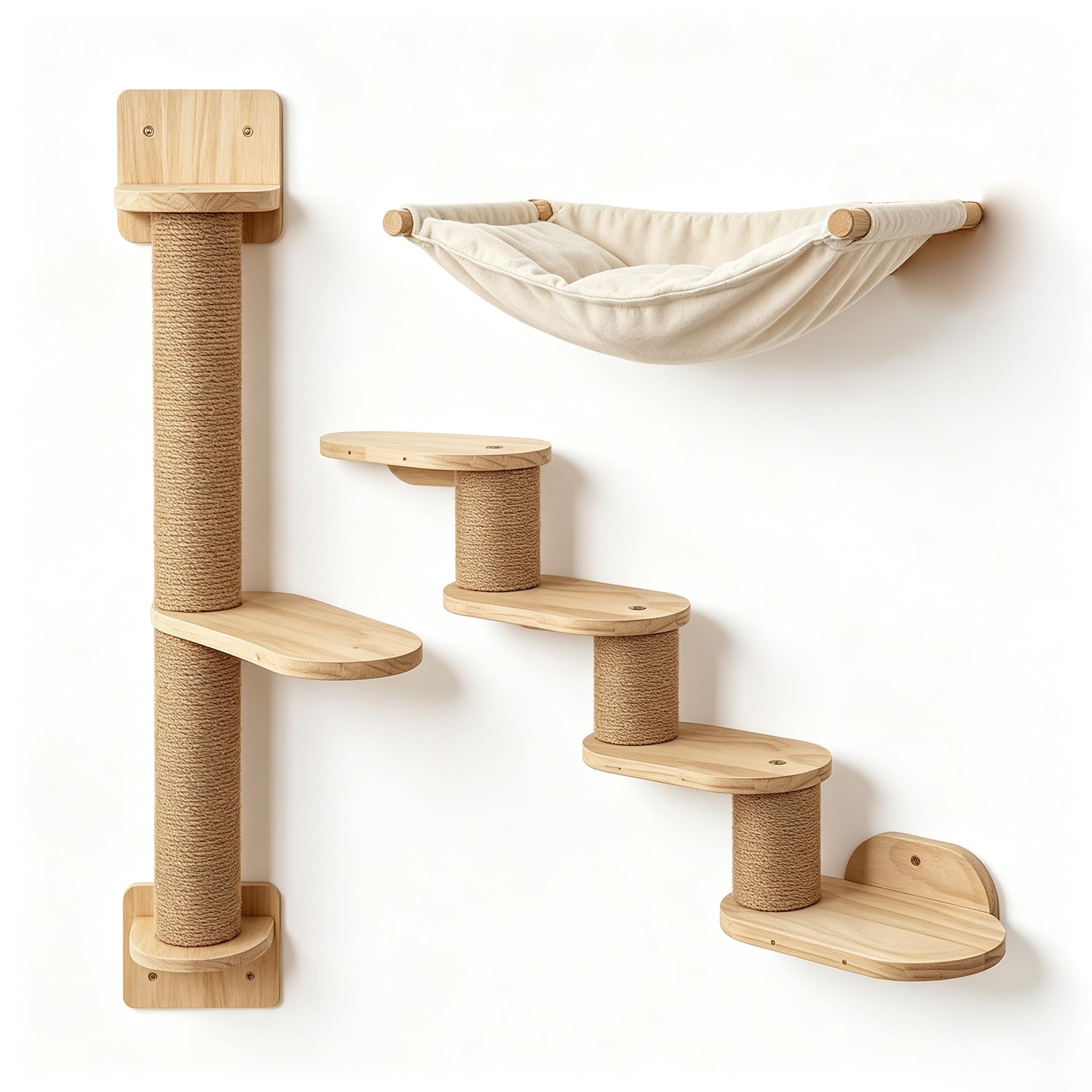 Cat Climbing Wall Set, 3 pcs Cat Wall Wooden Furniture Set