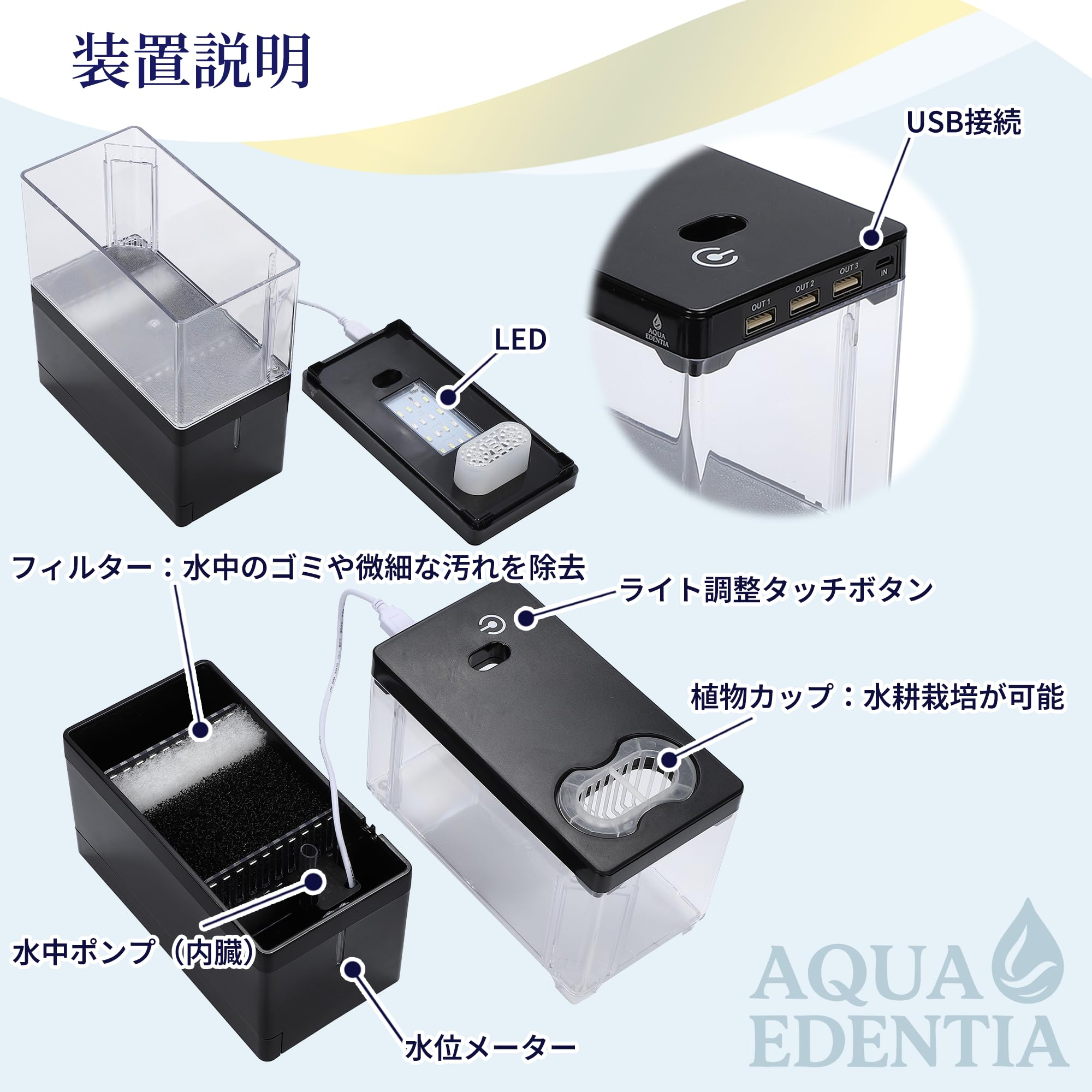 オーバーフロー濾過水セット(アクリル・120cm)　LED照明付(直接受渡歓迎) オーバーフロー濾過水セット(アクリル・120cm) LED照明付(直接受渡歓迎