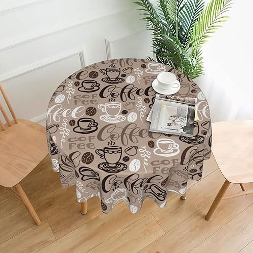 Miniatura 2 de Mantel redondo de taza de café de 60 pulgadas para interiores y exteriores, mantel impermeable decorativo para cocina, mesa de comedor, fiestas y