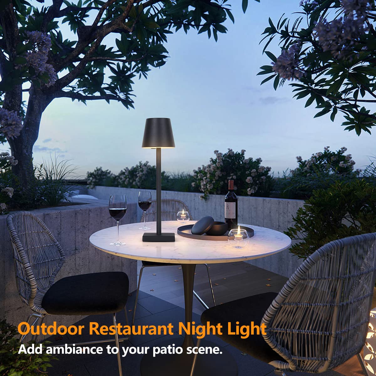 Lámpara de mesa inalámbrica LED de 15.4 pulgadas, 3 colores, regulable, color negro, luces de escritorio de 5000 mAh, batería táctil, luz nocturna recargable por USB, luz de lectura para 2