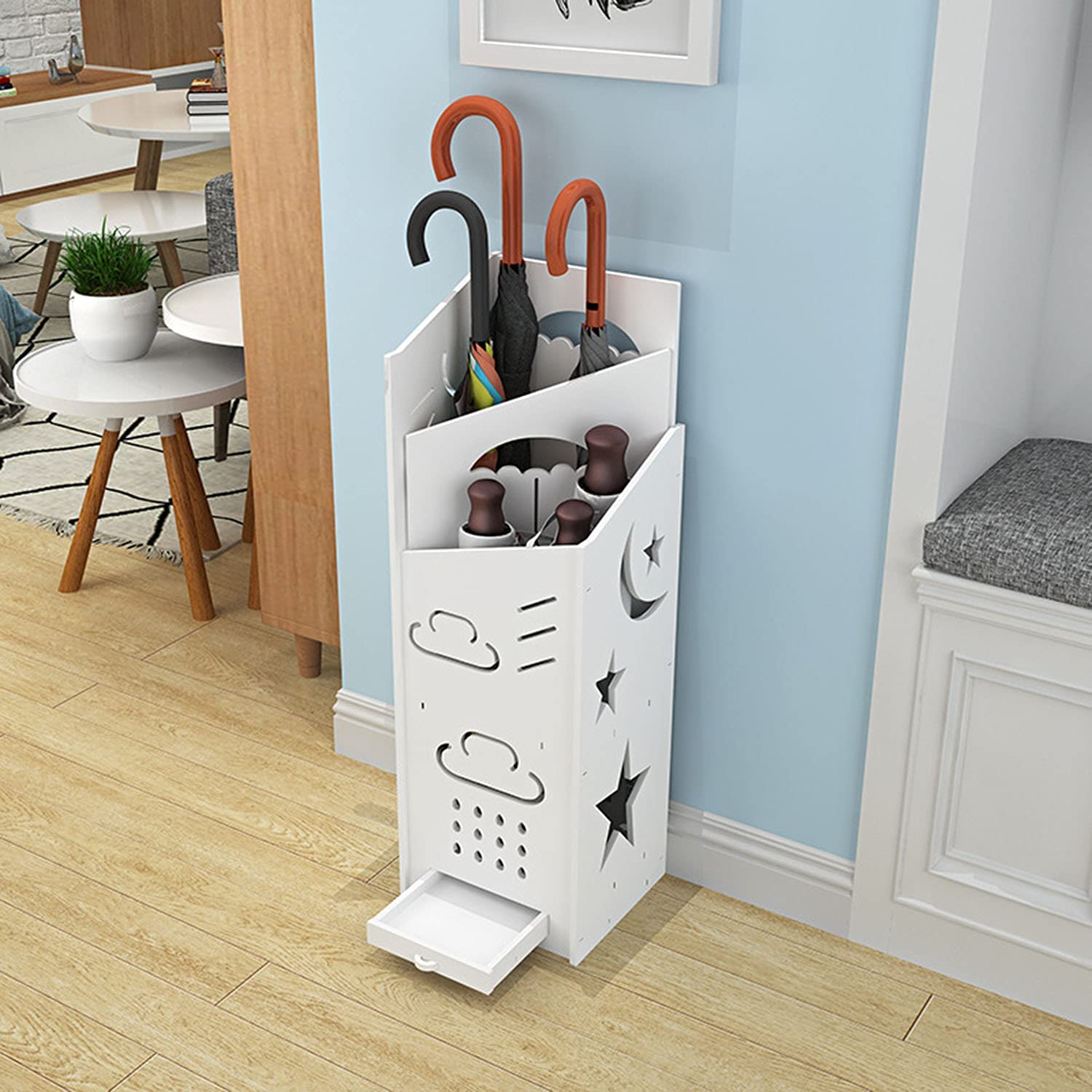 DFGHNBVC Stylish Umbrella Stand With Hidden Drip Tray - Entryway Holder Rack For Long Short Umbrellas, Perfect Storage Solution