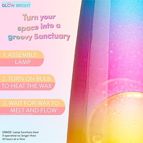 Miniatura 3 de Lámpara de volcán Rocket Glow de 16 pulgadas con base negra, cristal arcoíris y cera blanca, lámpara novedosa y decoración del hogar para adultos,