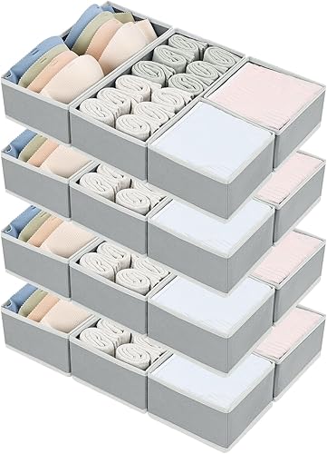 Miniatura 22 de DIMJ Organizadores de Cajones - Juego de 4 Organizadores de Armario de Tela y Almacenamiento, Divisores de Cajones para Ropa de Bebé, Calcetines