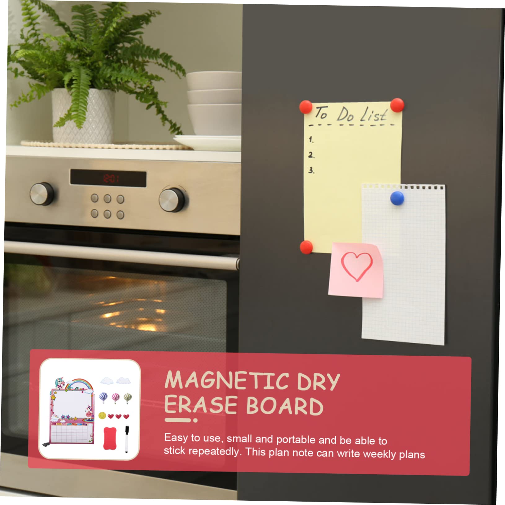 MAGICLULU 5 Set Bloc Notes Lavagna Da Cucina Adesivi Del Programma Di Pianificazione Adesivo Magnetico Mini Lavagna Bianca Frigo Magneti Mini Frigo Per Bambini Colorful Magnete in Gomma