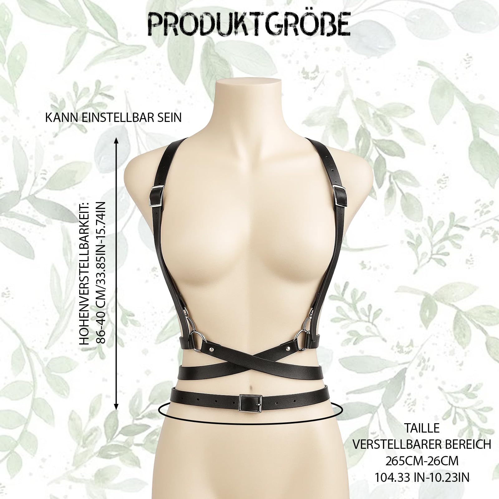 Harness da donna, in pelle, per feste musicali e feste, stile gotico, accessorio per cosplay e abiti da sera