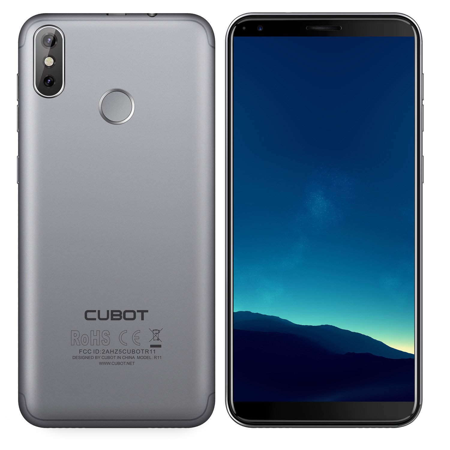 CUBOT R11-5.5 inch HD+ (18:9 ratio) Android 8.1 Smartphone, 1.3GHz Quad Core 2GB RAM 16GB ROM, Triple cameras (8MP+2MP+13MP), 2800mAh battery - Black