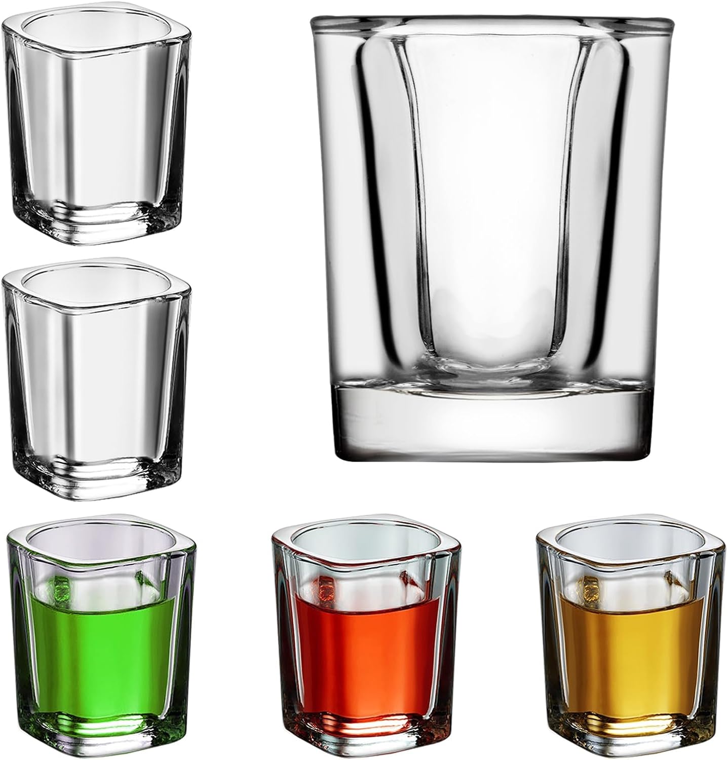 2Pcs 2 OZ Shot Glasses Set Clear Shot Glasses Bulk with Heavy Base Bar Square Glass Shot Cups for Vodka Tequila Whiskey Liquor (2) - Image 6