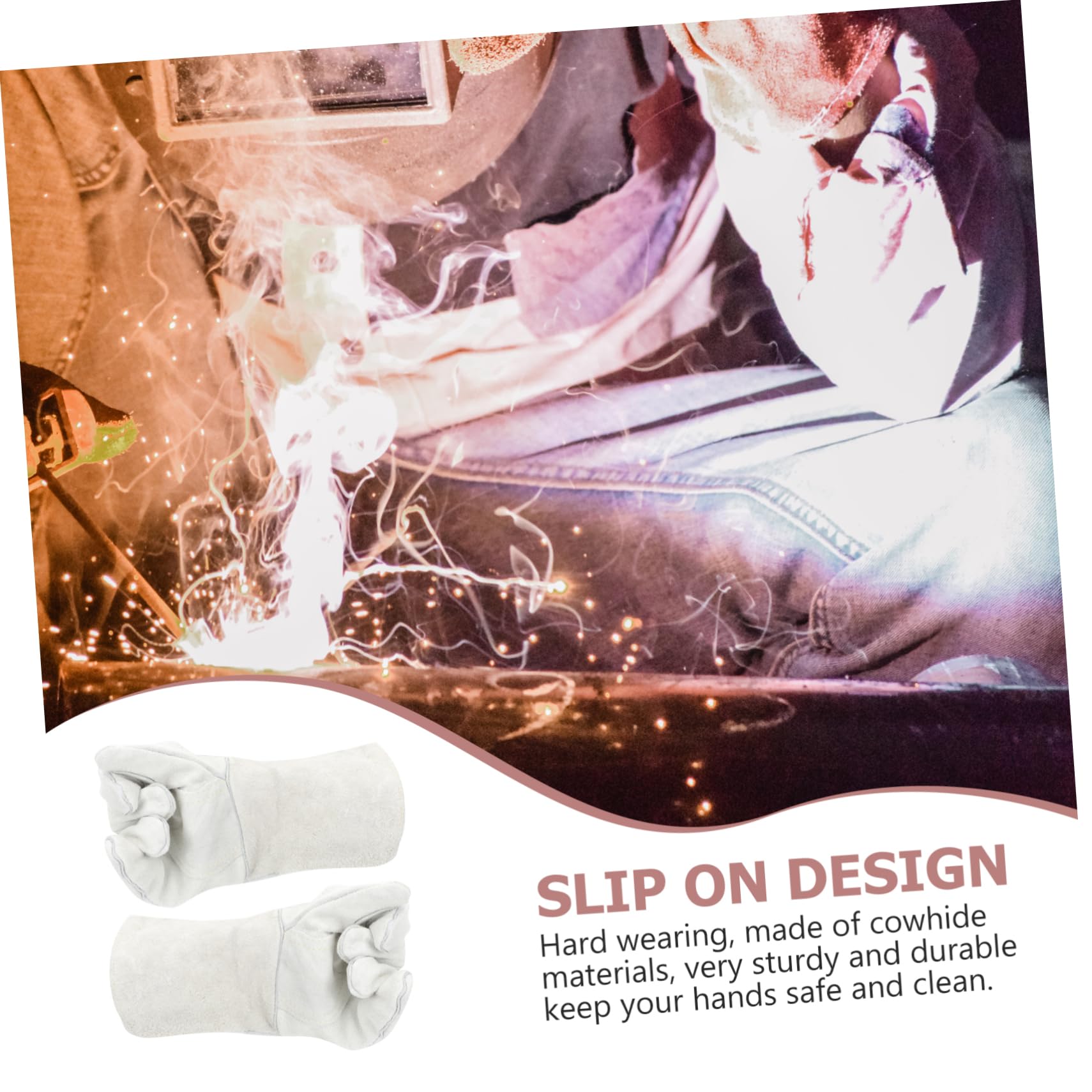 DOITOOL Protective Mittens Welding Gloves Fire Heat Resistant Extra Length Breathable Comfortable Cowhide Gloves