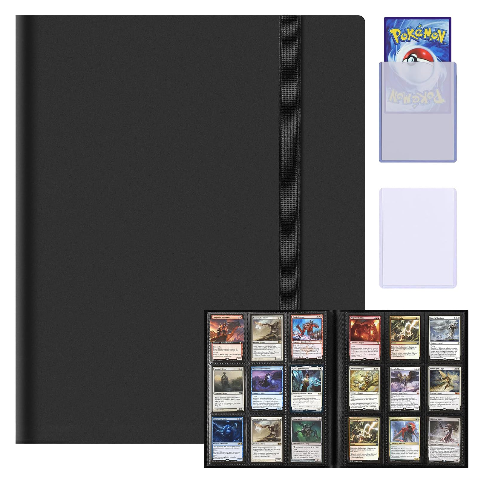 9-Pocket Trading Card Binder - Photocard Collection Binder with 360 Side Pockets Sports Card Holder Album Folder for MTG, TCG, Pokemon Yu-Gi-Oh, Basketball Sports Cards, Game Cards