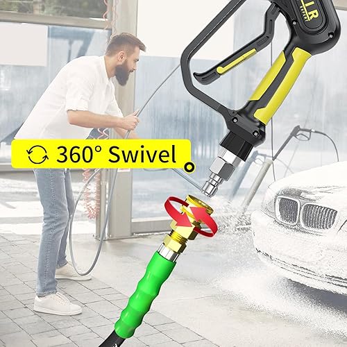 Miniatura 6 de POHIR Manguera de lavado a presión de 38 pulgadas, 50 pies con conexión rápida 4200 PSI, manguera de lavadora eléctrica para agua caliente y fría,