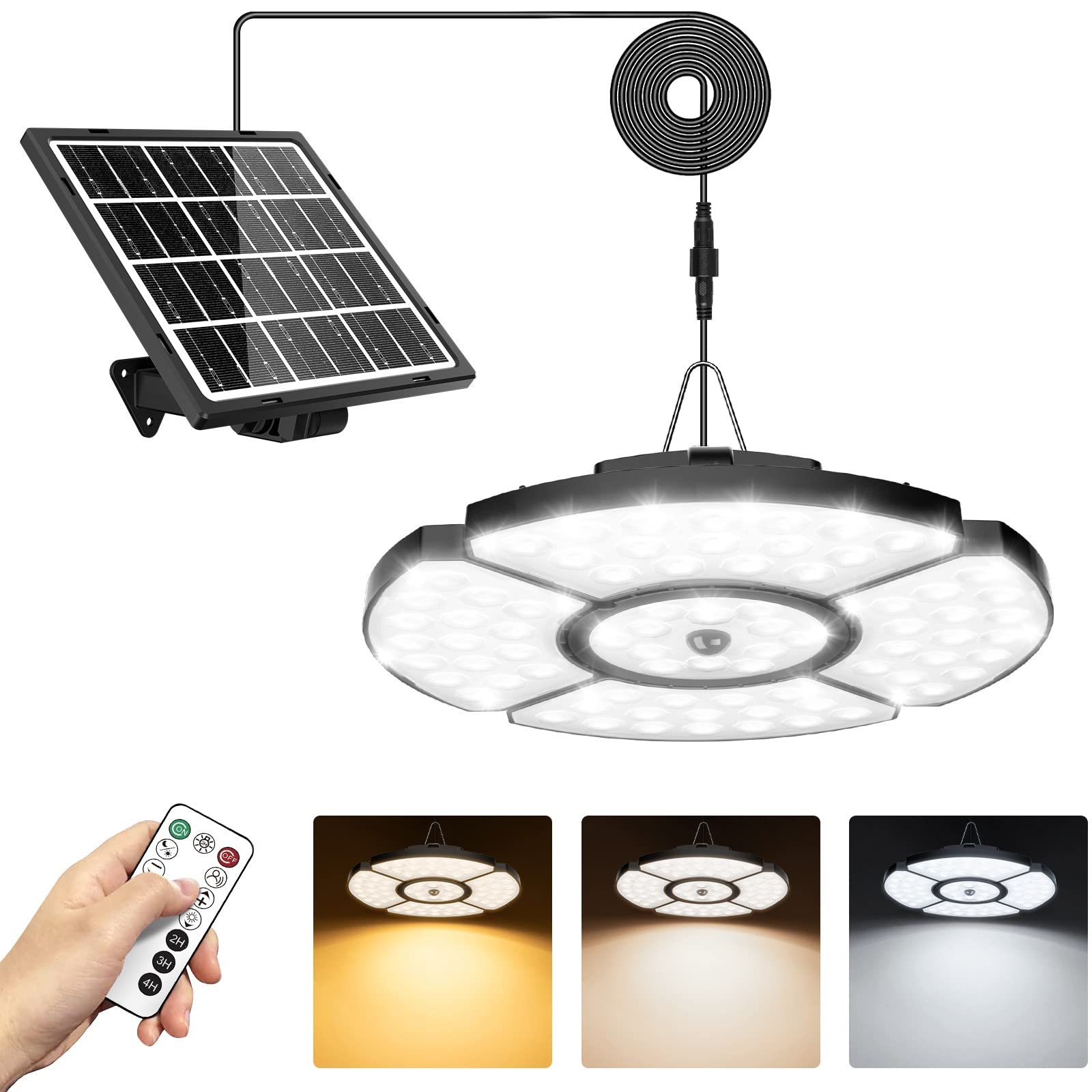 Lampadario Solare Con Telecomando 152 LED | 2500LM | Sensore Movimento | Ricarica USB E Solare - Foto 3