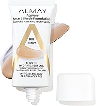Almay Anti-Aging Foundation, Smart Shade Face Makeup with Hyaluronic Acid, Niacinamide, Vitamin C & E, Hypoallergenic-Fragrance Free, 100 Light, 1 Fl Oz (Pack of 1)