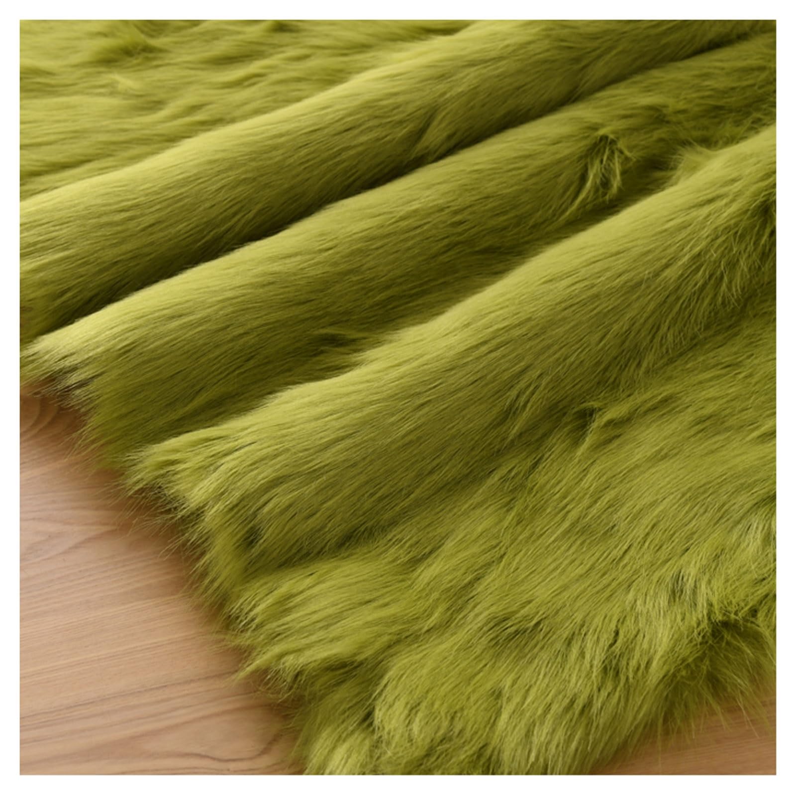 Long Pile Faux Fur Fabric, Fluffy Decorative Fake Fur Material, 5cm Soft Plush Faux Imitation Fur Material For Fancy Dressed, Costume, Cosplay, Gnome Beards, Art Crafts, Fursuit, 50x50cm(Color:Avocado