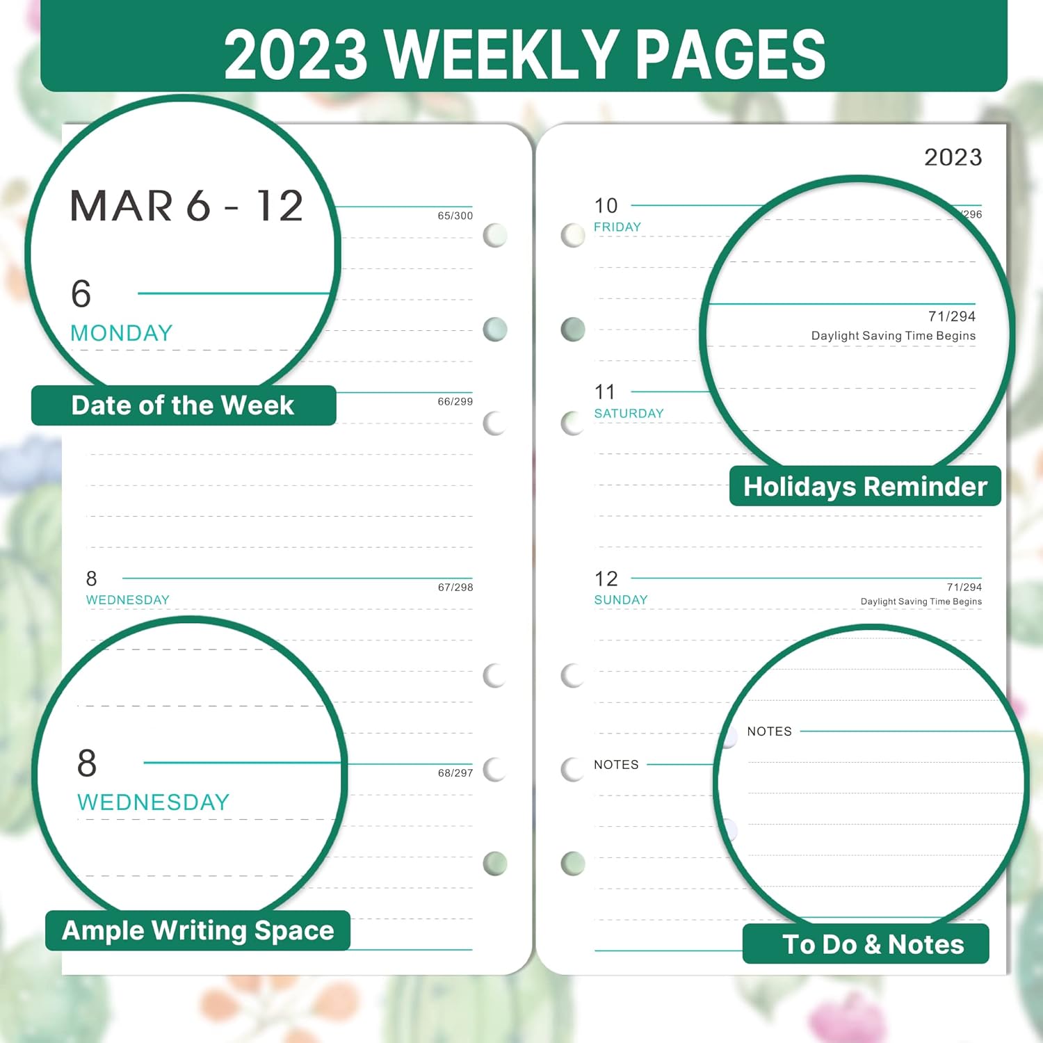 2023 Planner Refills - 2023 Weekly & Monthly Planner Refill, A6 Refill Paper, A6 Planner Inserts, 3-3/4" x 6-3/4", Planner Refills 2023 with Monthly Tabs, 6-Hole Punched, Loose Leaf : Office Products