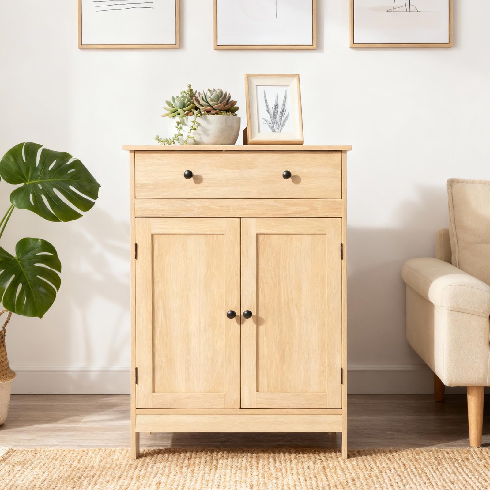 Karl home Bathroom Floor Cabinet with 2 Doors and 1 Drawer Adjustable Shelf