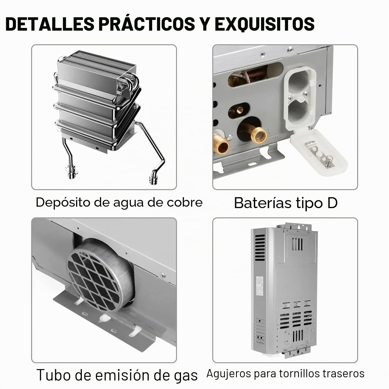 Calentador de agua sin depósito propano, 6L 12KW LPG GLP Calentador de agua instantáneo portátil para uso al aire libre en Vr, autocaravanas, remolques, cabinas, punto de uso (6L 12KW)