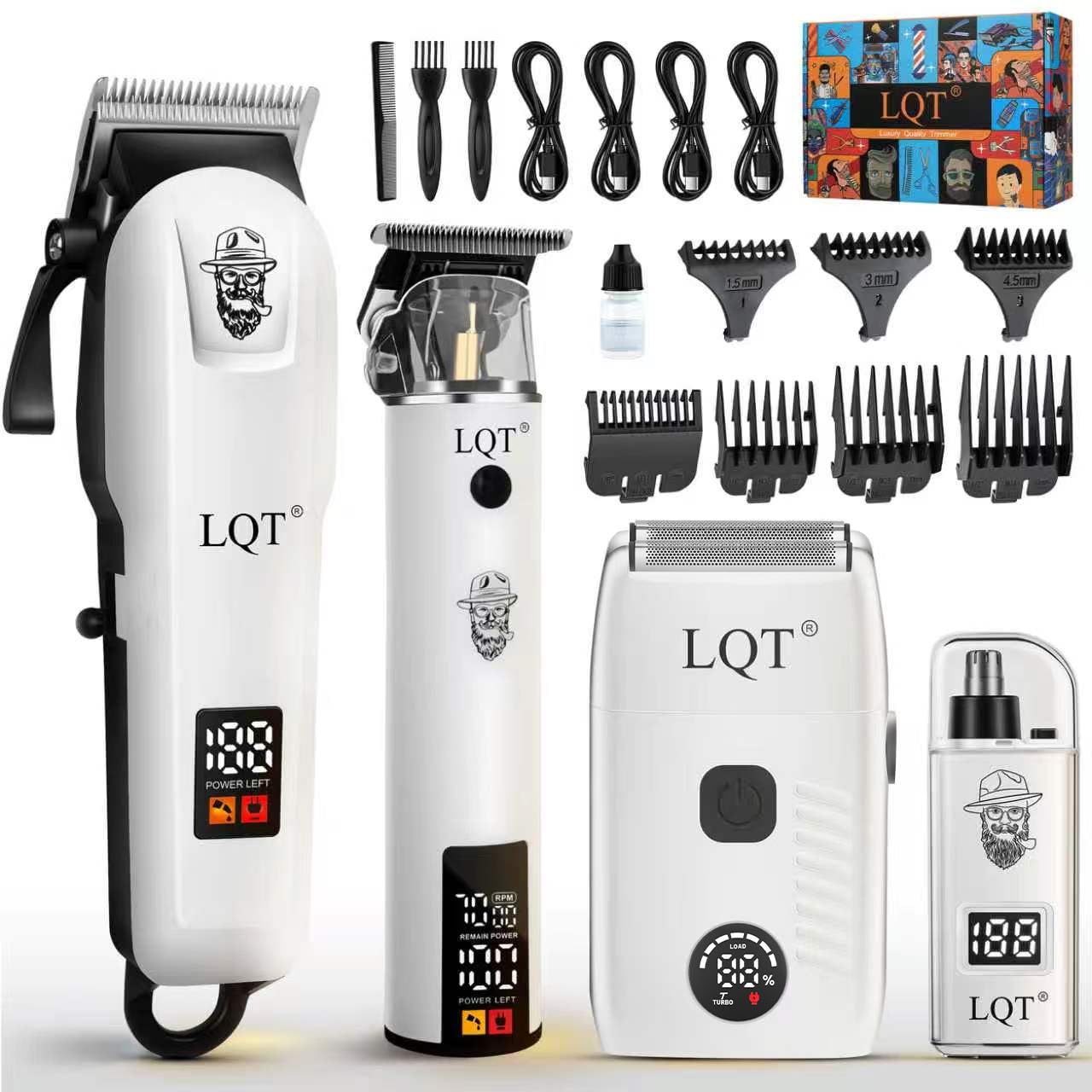 Hair Clippers for Men Rechargeable Cordless Beard Trimmer &amp; Electric Shaver, Hair Cutting Kit with LCD Display Gift for Dad, Husband, Men