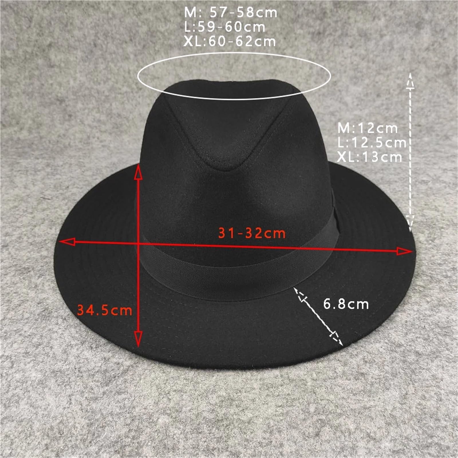 Sombrero de Copa Sombrero de copa talla grande Otoño Invierno hombres sombreros Formal boda decorar gorra negra para Una Gala