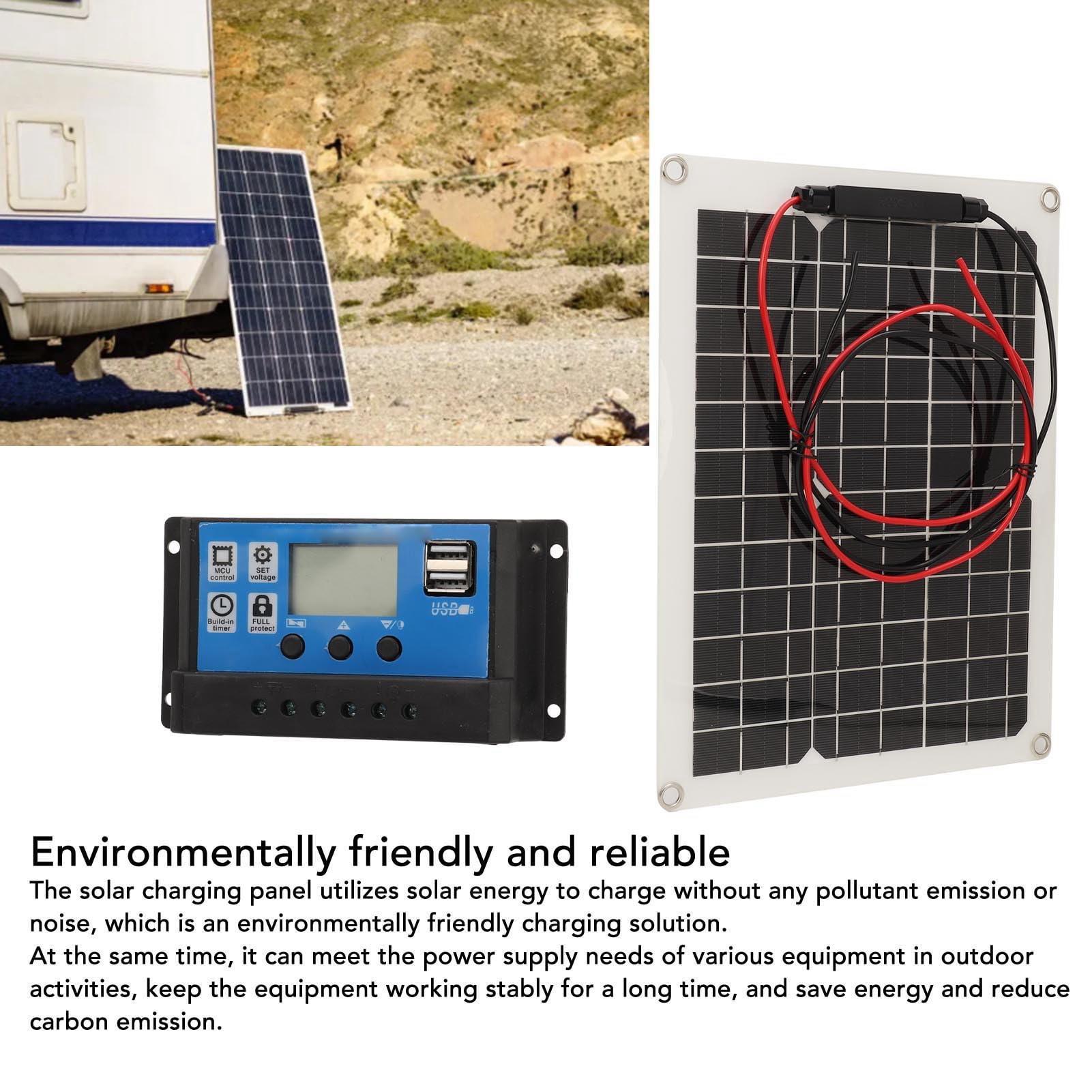 Kit de Panel Solar 300W DC 12V 24V 50A IP67 Panel Solar Impermeable de Alta Eficiencia y Mando de Cargador Solar para RV