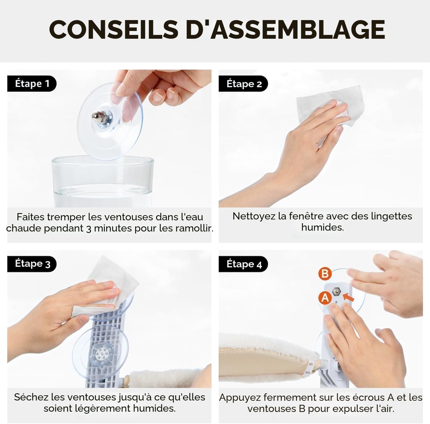 EDAGNY Pliable Hamac Chat Fenetre léger 54x30cm avec Confort aTapis Blanc