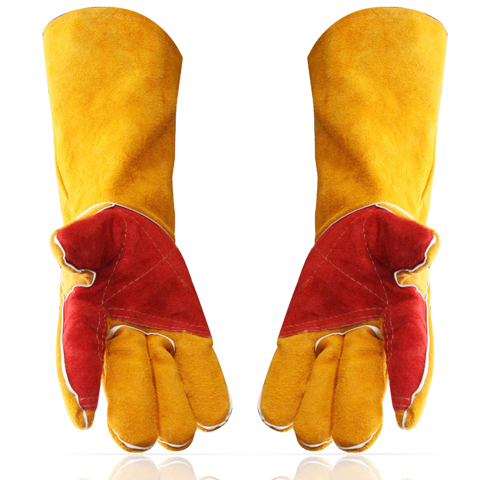 JHTII Welding Gloves Thickening 17in, 932℉ Leather Forge fire gloves, for Fireplace, Stove, Oven, Grill, TIG