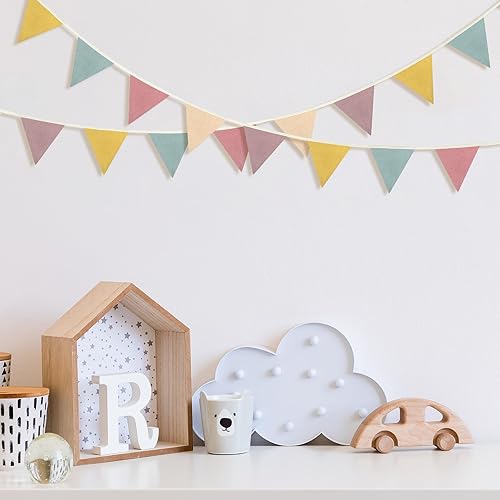 Miniatura 7 de VitalCozy Banderines de 17 pies, 2 piezas, guirnalda de guardería, banderines triangulares de doble cara, banner de bebé para decoración bohemia