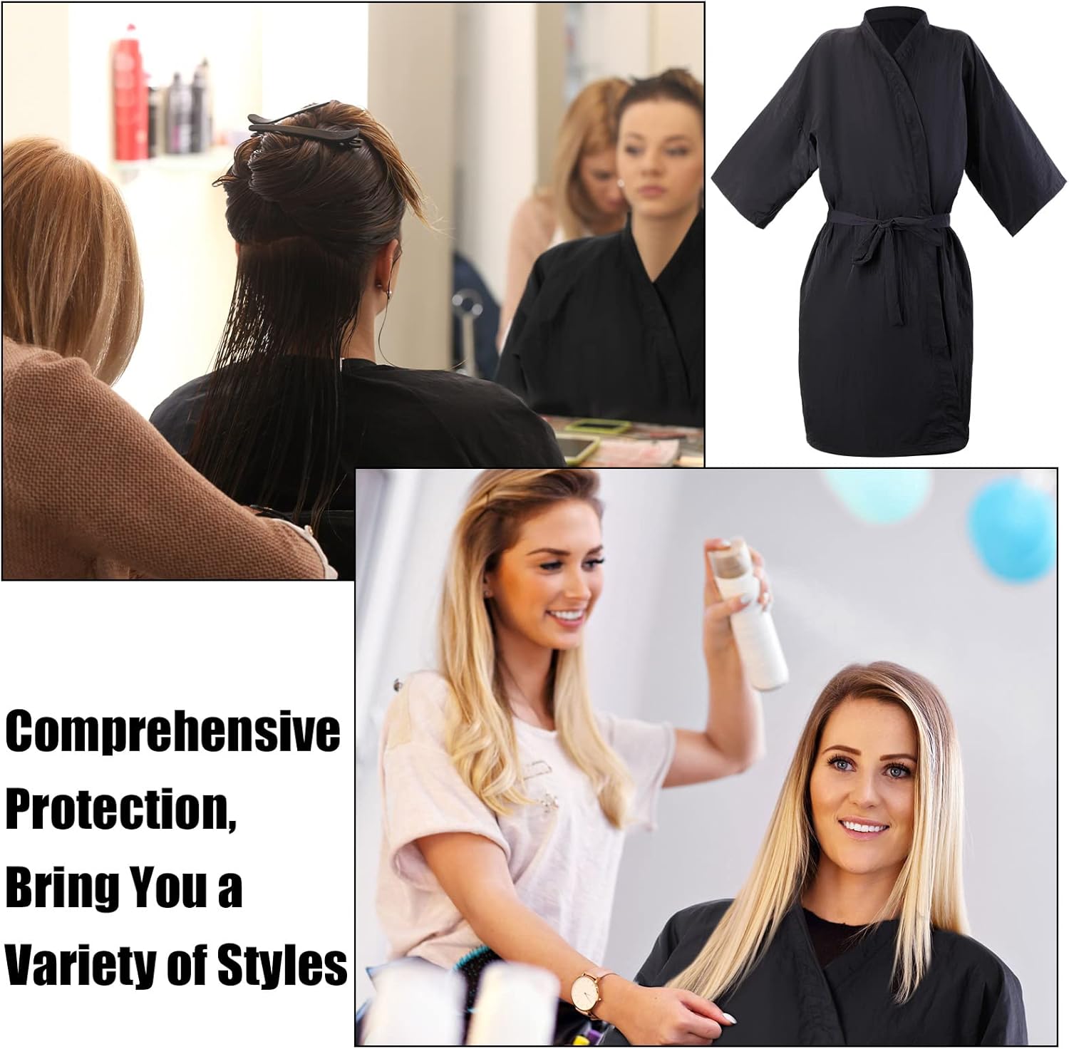 Pasimy 10 Pieces Salon Client Gown Hair Salon Smocks Capes Haircut Cape Salon Robes for Client Barber Apron Cover for Stylist(No Pocket Black)