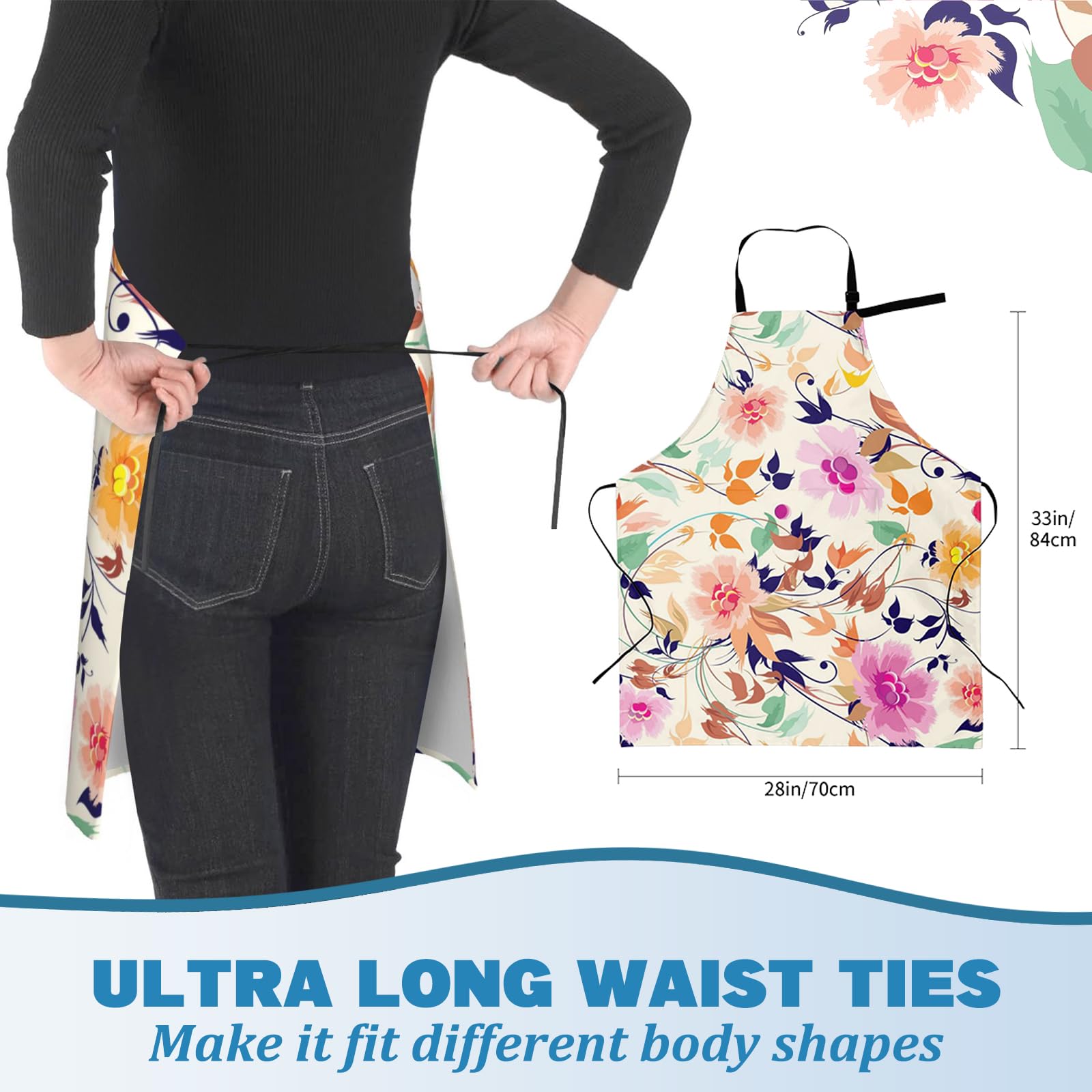 Bonito delantal de rana para mujeres y hombres, 27 x 31 pulgadas, divertidos delantales de cocina de dibujos animados con 2 bolsillos