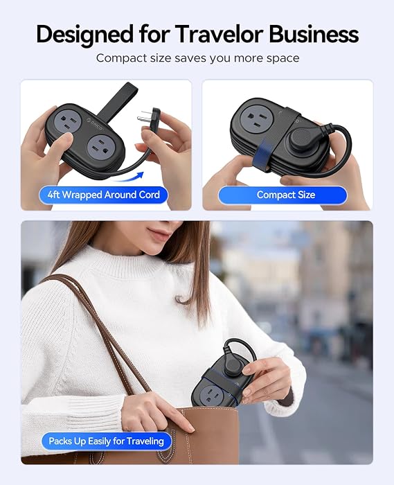 ORICO Travel Power Strip PD20W with 4 AC Outlets 3 USB Ports (1 USB-C)