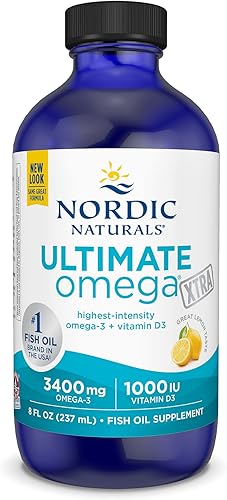 Miniatura 1 de Nordic Naturals Ultimate Omega Xtra - Líquido sabor a limón 8 onzas 3400 mg de Omega-3  1000 IU de vitamina D3 - Aceite de pescado omega-3 - EPA y