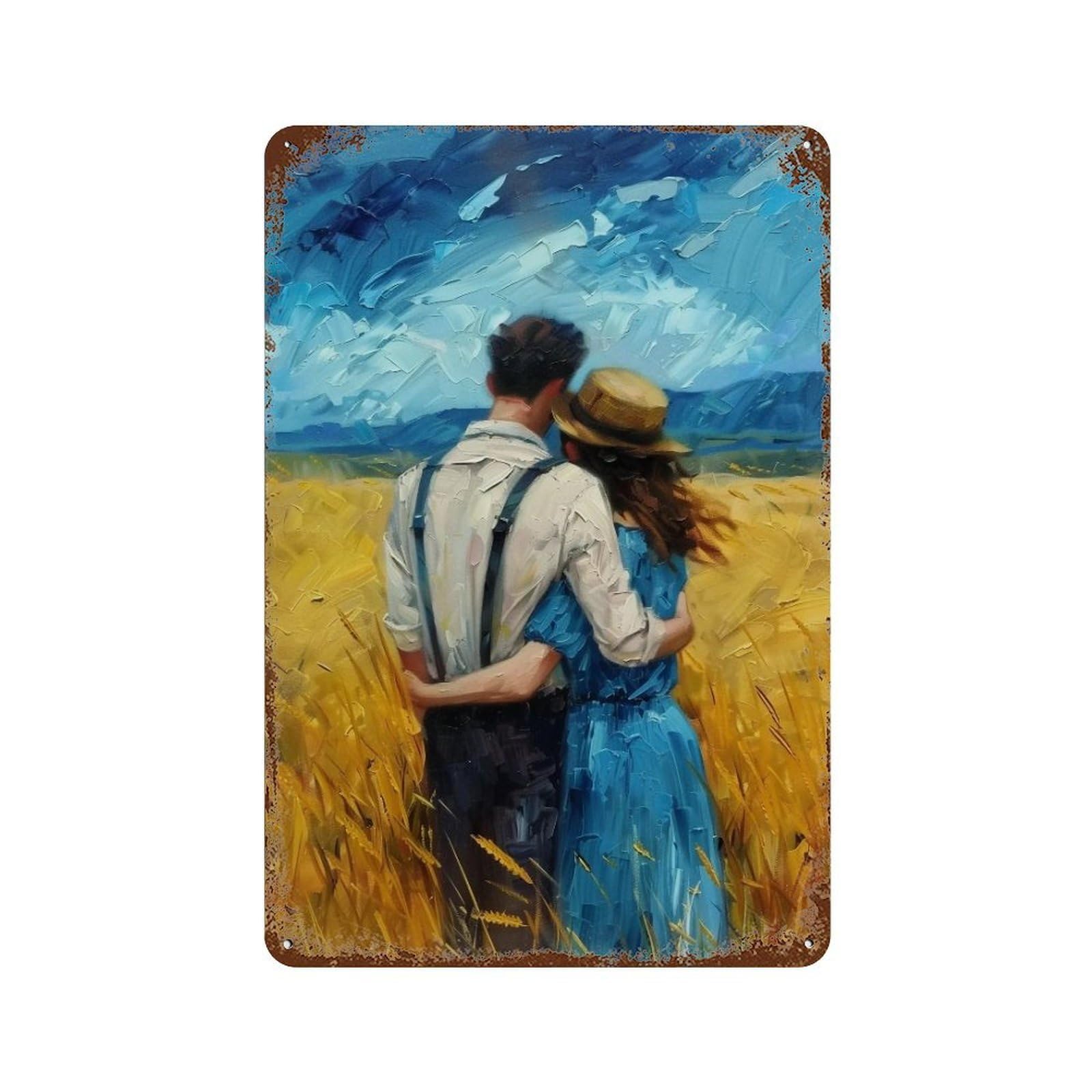 WUJHGRSG Wheatfield Embrace 03 Wall Art Retro Iron Vintage Metal Tin Sign Poster Modern Decor for Home Cofffee Club Bar Shop Style 30x20cm