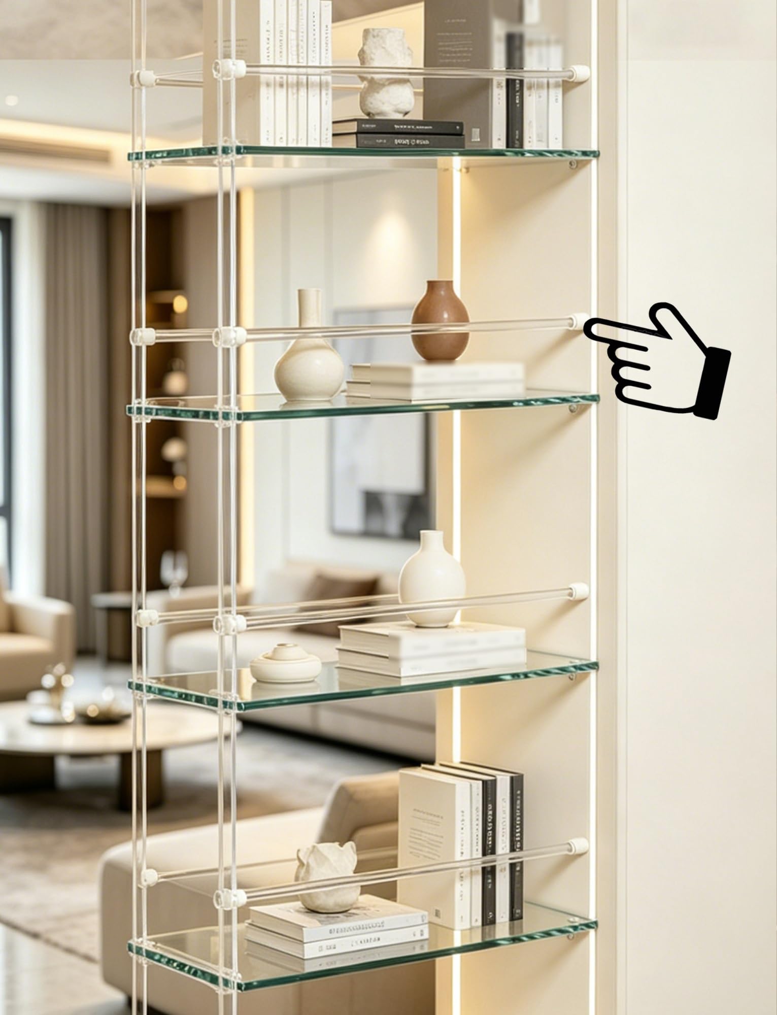 Clear Acrylic Shelf Guard Rail Anti-Fall Front Fence for Kitchen Cabinets, Office Bookshelf-Magazine Rack - Invisible Safety Barrier(4pcs,51cm/20in)