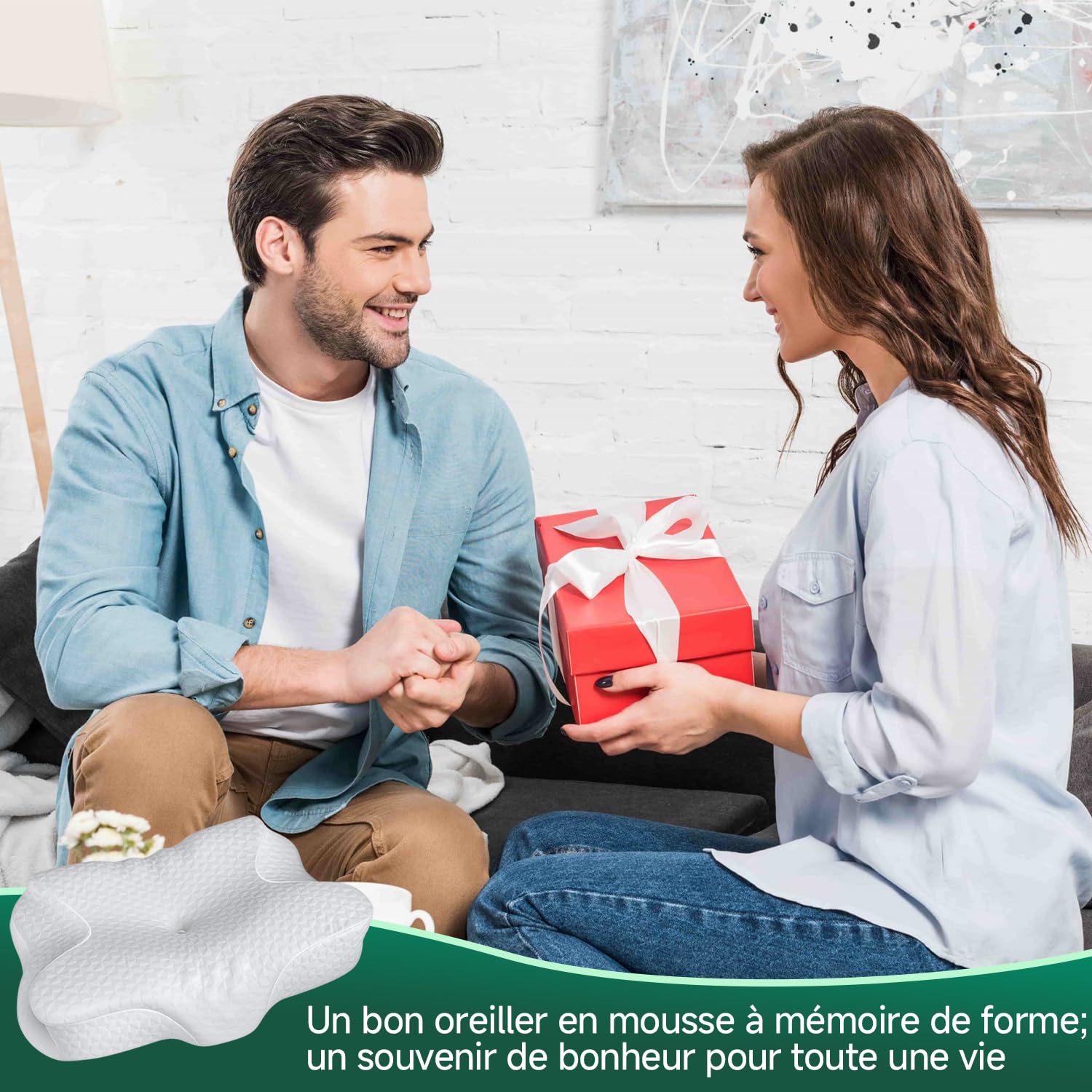 TESQ Oreiller Cervical Ergonomique 2 en 1 | Mousse à Mémoire de Forme, Hauteur Réglable, Dormeurs Côté et Dos, Taie Lavable, 60 x 40 x 9/12 cm